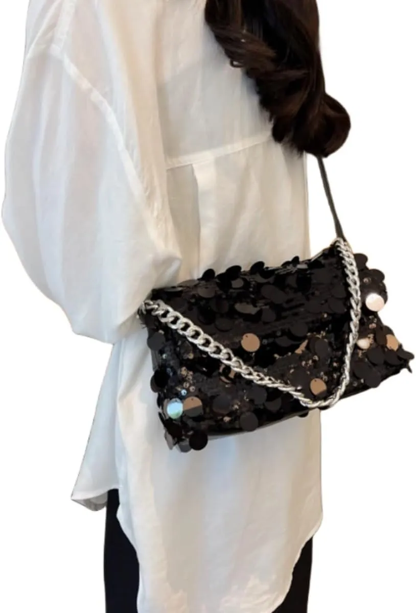 Womens Mermaid Sequins Shoulder Bag Reversible Sequin Handbag Purse Sparkling Tote Shiny Hobo Bag
