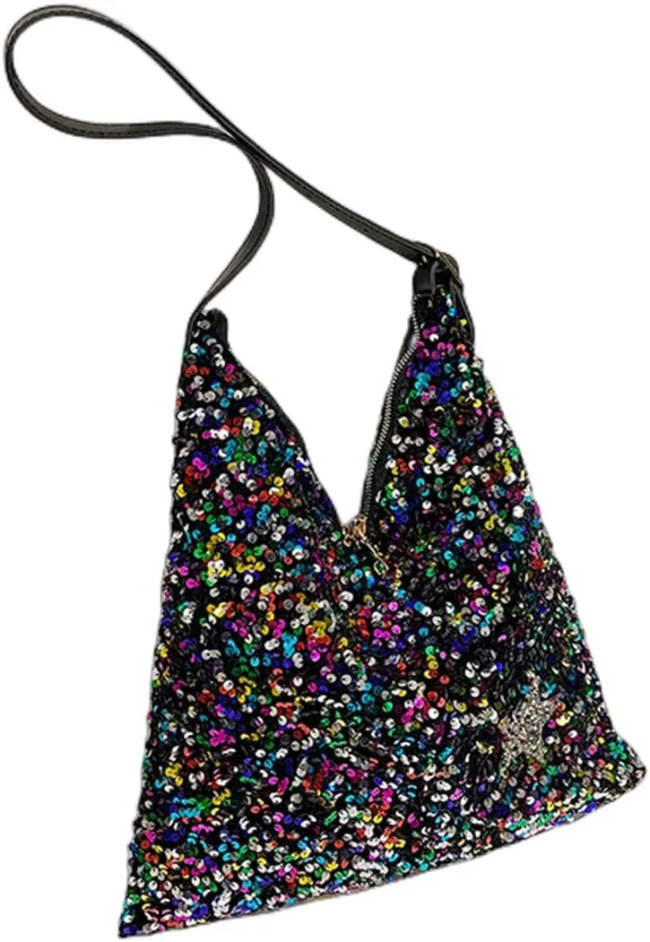 Womens Mermaid Sequins Shoulder Bag Reversible Sequin Handbag Purse Sparkling Tote Shiny Hobo Bag