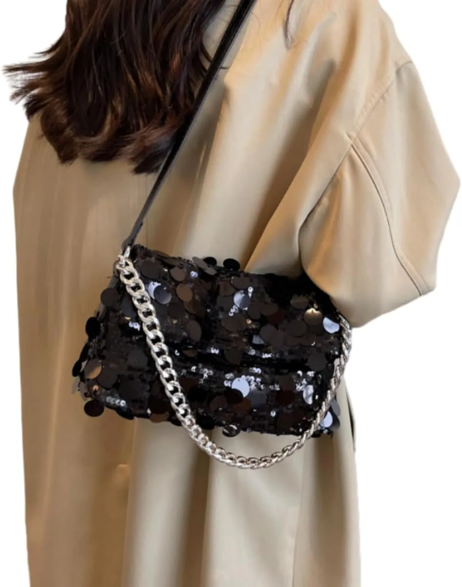 Womens Mermaid Sequins Shoulder Bag Reversible Sequin Handbag Purse Sparkling Tote Shiny Hobo Bag