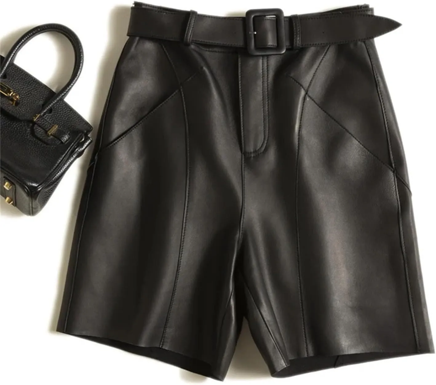 Women’s Metallic Lambskin Leather Shorts Glossy Partywear Club Shorts