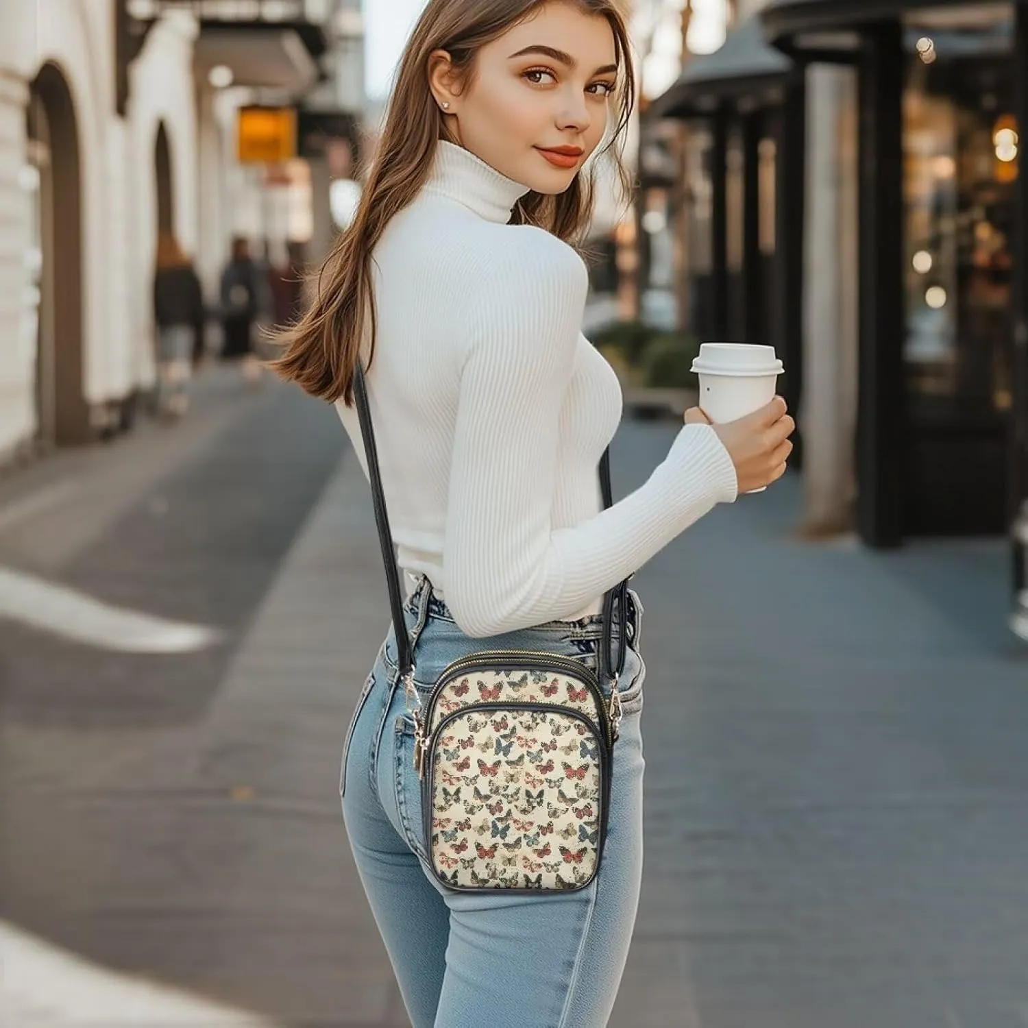 Womens Multi Pocket PU Leather Cross Body Bag Adjustable Strap Shoulder Handbags Cell Phone Purse Wallet