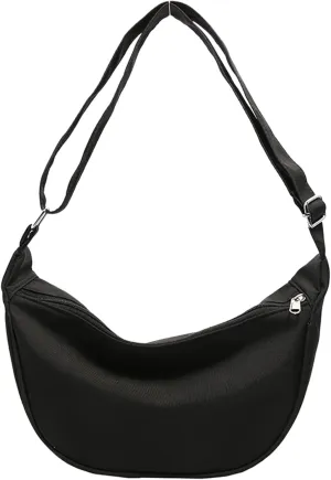 Women's Nylon Crossbody Bag Large Capacity Shoulder Bags Sling Purse Crescent Bag with Adjustable Strap