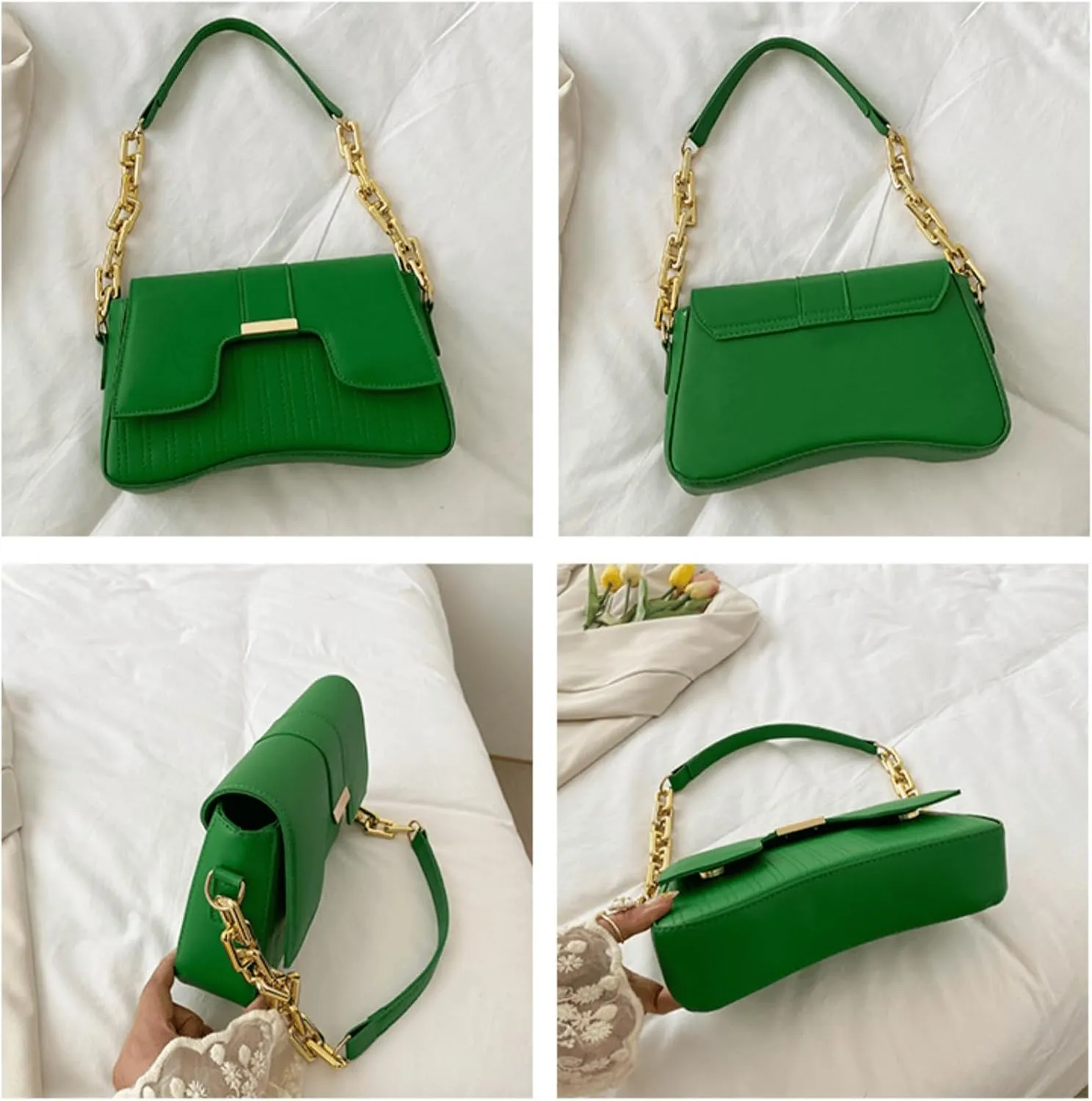 Women's Plaid Striped Saddle Crossbody Shoulder Underarm Satchel Handbag Tote Clutch Purse Hobo Bag
