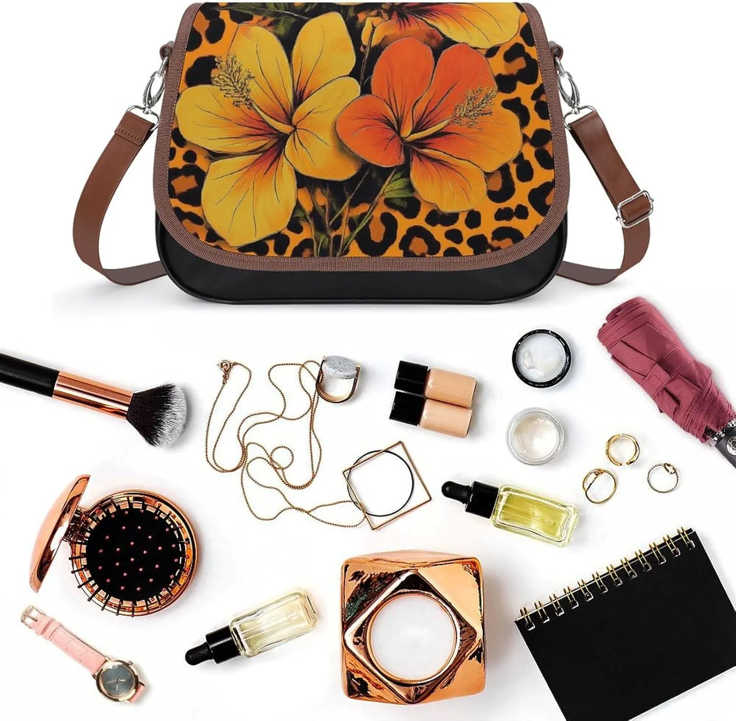 Womens PU Leather Crossbody Bag Lightweight Cellphone Purse Handbags with Adjustable Strap