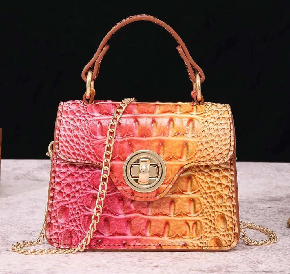 Womens PU Leather Crossbody Shoulder Bags Designer Crocodile Purse Small Totes Satchel Vintage Handbag Evening Clutch