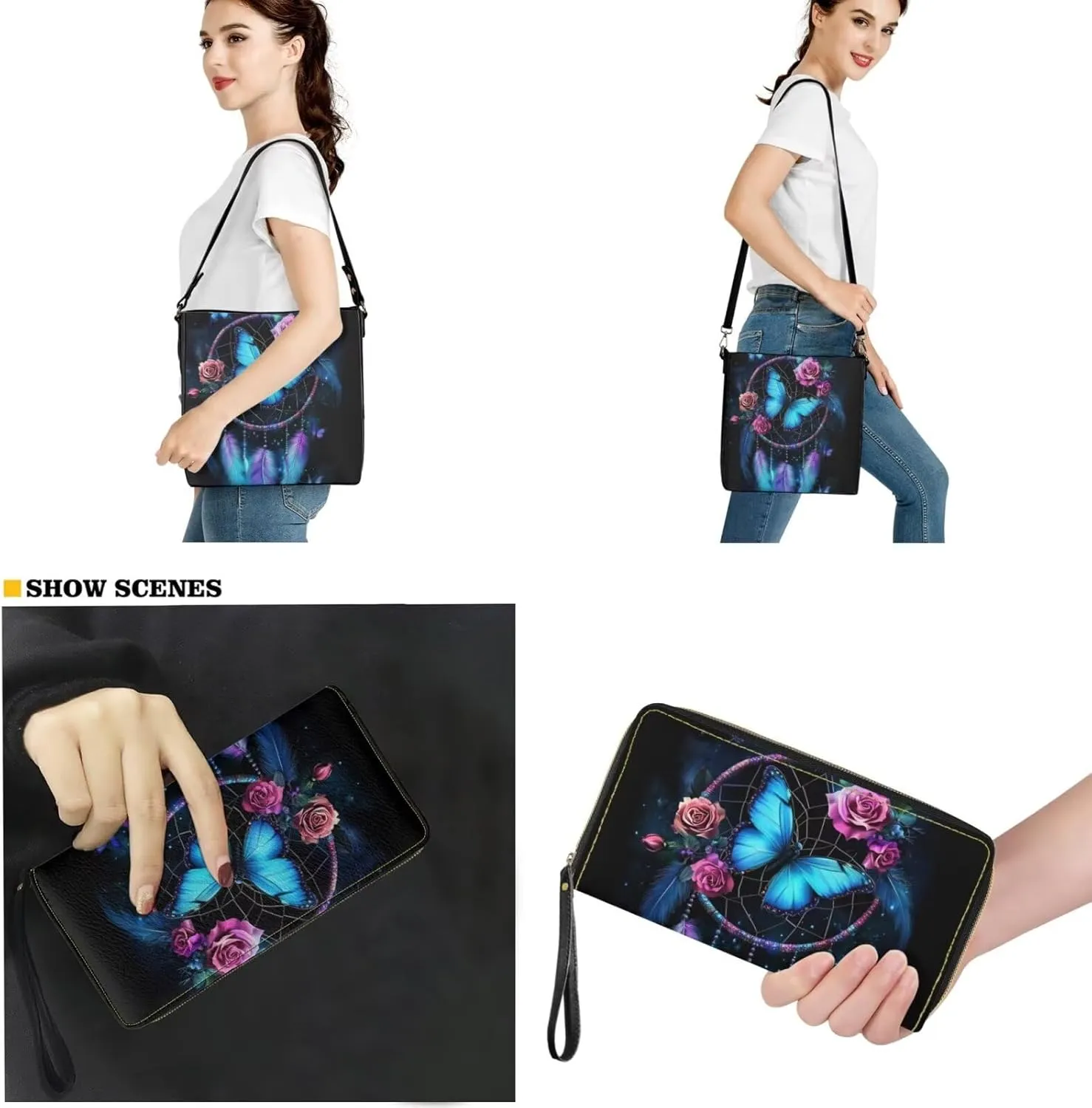 Womens Purses and Handbags Fashion Office Work Handbag Purse 2Pcs Set