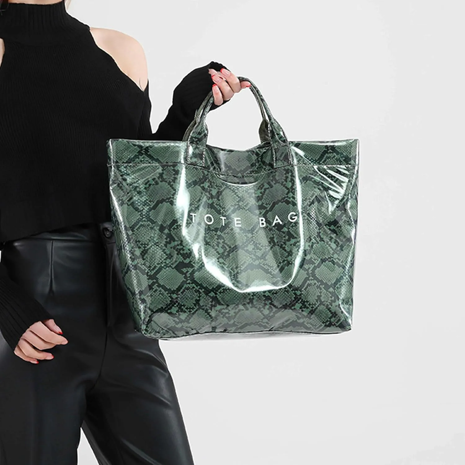 Women’s PVC Tote Bag Large Kraft Paper Clear Plastic Tote Bag Top Handle Clear Hobo Handbag hot pink tote bag