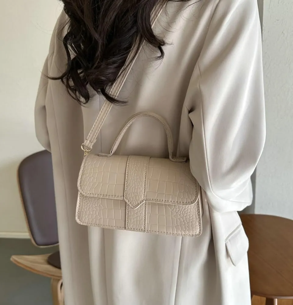 Womens Retro Shoulder Crossbody Bag PU Leather Purse Small Totes Handbag Casual Satchel with Crocodile Pattern