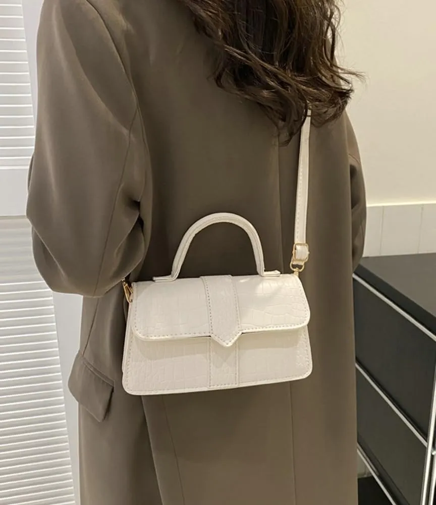 Womens Retro Shoulder Crossbody Bag PU Leather Purse Small Totes Handbag Casual Satchel with Crocodile Pattern