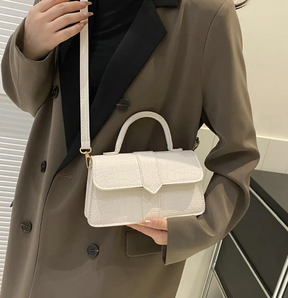 Womens Retro Shoulder Crossbody Bag PU Leather Purse Small Totes Handbag Casual Satchel with Crocodile Pattern