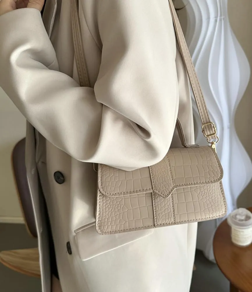 Womens Retro Shoulder Crossbody Bag PU Leather Purse Small Totes Handbag Casual Satchel with Crocodile Pattern