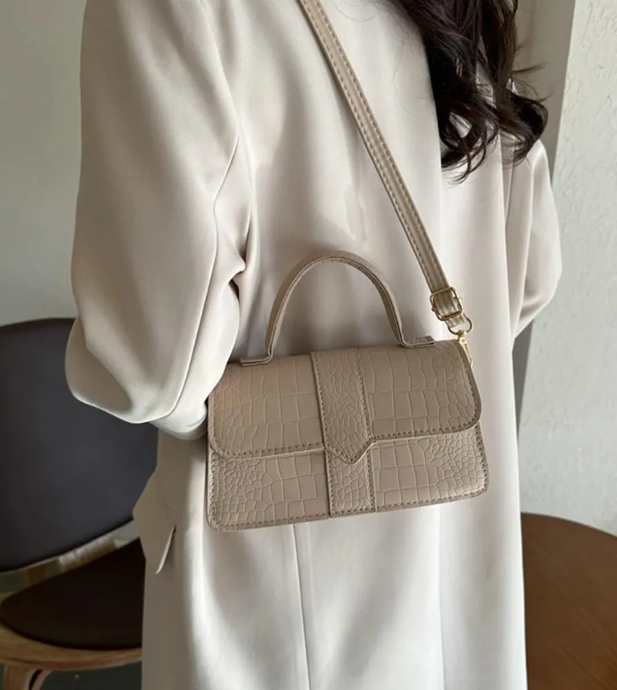 Womens Retro Shoulder Crossbody Bag PU Leather Purse Small Totes Handbag Casual Satchel with Crocodile Pattern