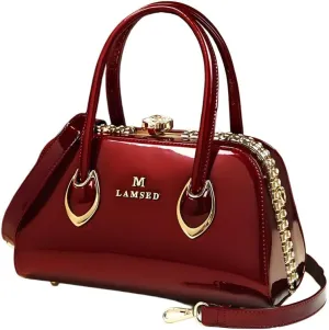 Womens Shiny Tote Evening Bag Fashion Rhinestone Decrated Handbag Glossy Patent Leather leopard print Handbag for Women