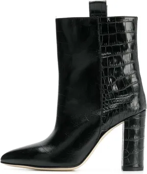 Women's Short Boots Thick High Heels Fashionable Winter Boots Crocodile Patterned Ultra-high Heels with Just One Kick