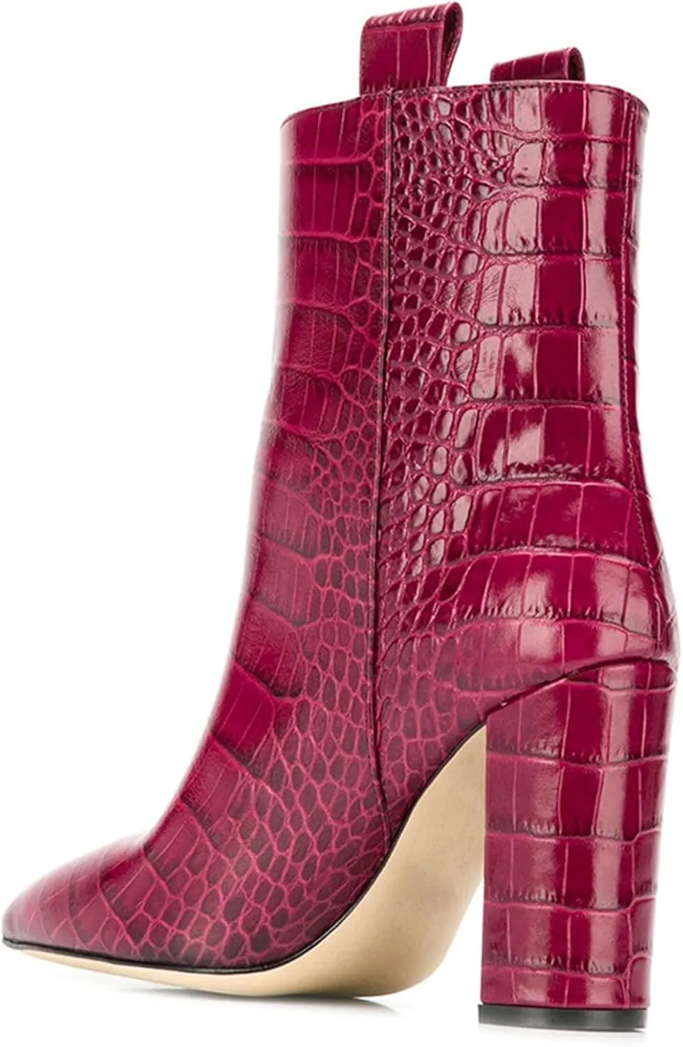 Women's Short Boots Thick High Heels Fashionable Winter Boots Crocodile Patterned Ultra-high Heels with Just One Kick