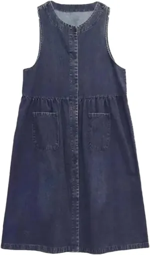 Women's Sleeveless Denim Vest Loose Long Plus Size Holiday Club Party A- Line Dress