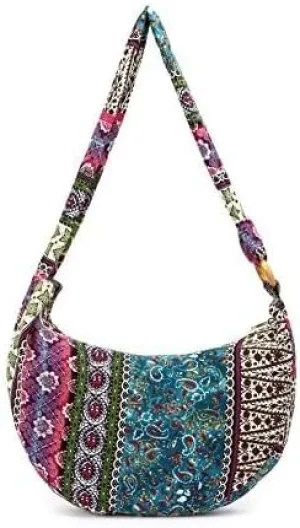 Women's Sling Crossbody Bag Ethnic Style Shoulder Bag with Adjustable Strap