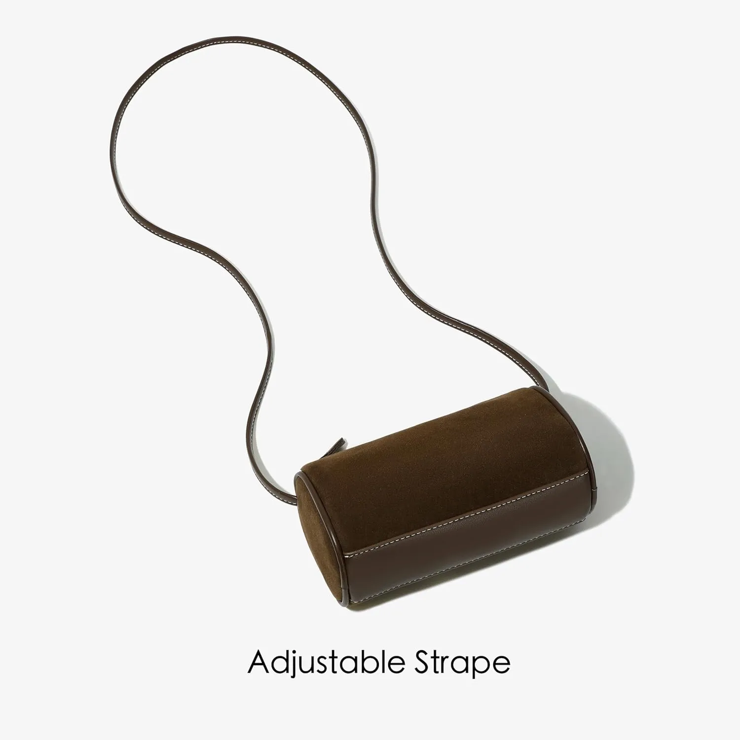 Women's Small Suede Barrel Crossbody Bag with Adjustable Strap