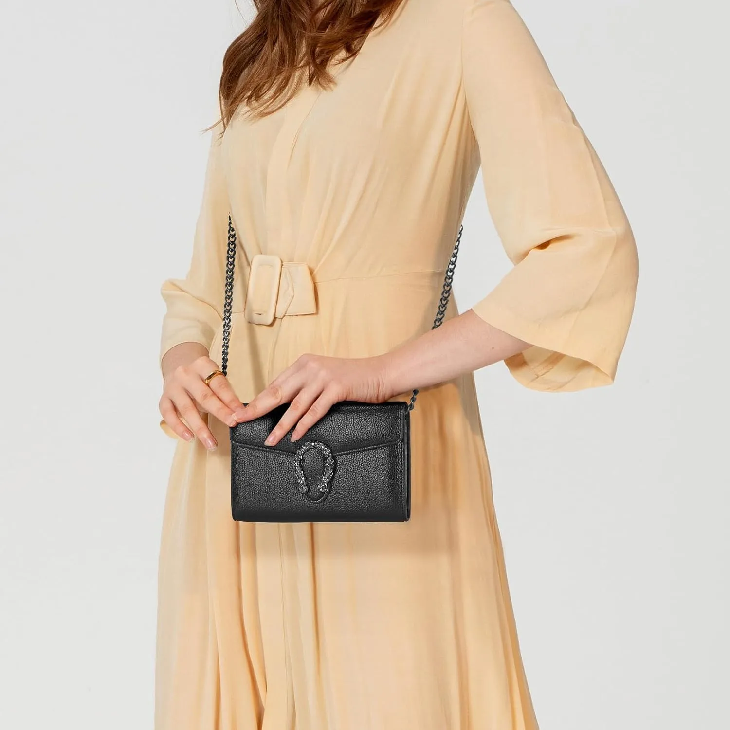 Women's Snake Print Crossbody Shoulder Bag PU Leather Satchel Chain Purse Evening Clutch Handbag