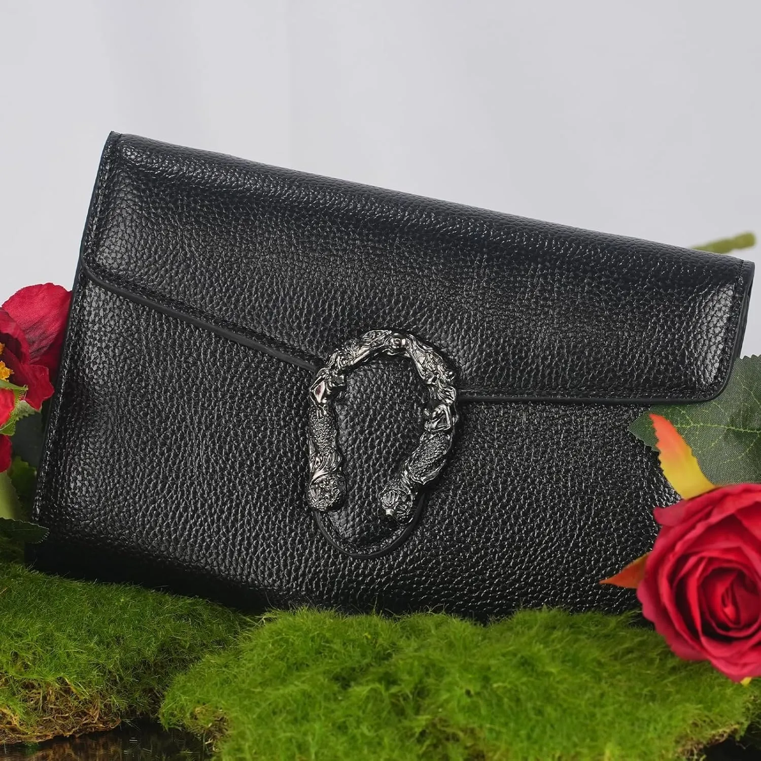 Women's Snake Print Crossbody Shoulder Bag PU Leather Satchel Chain Purse Evening Clutch Handbag