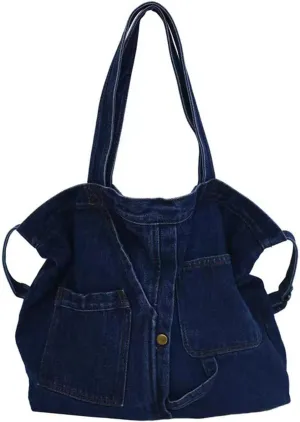 Women's soft denim handbag Casual Hobo handbag Retro crossbody bag Large capacity denim wallet