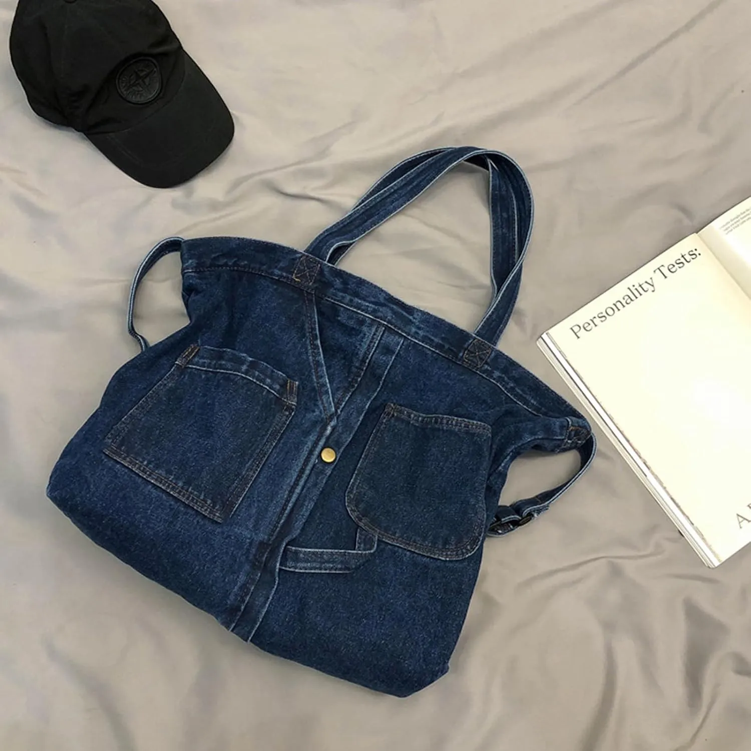 Women's soft denim handbag Casual Hobo handbag Retro crossbody bag Large capacity denim wallet