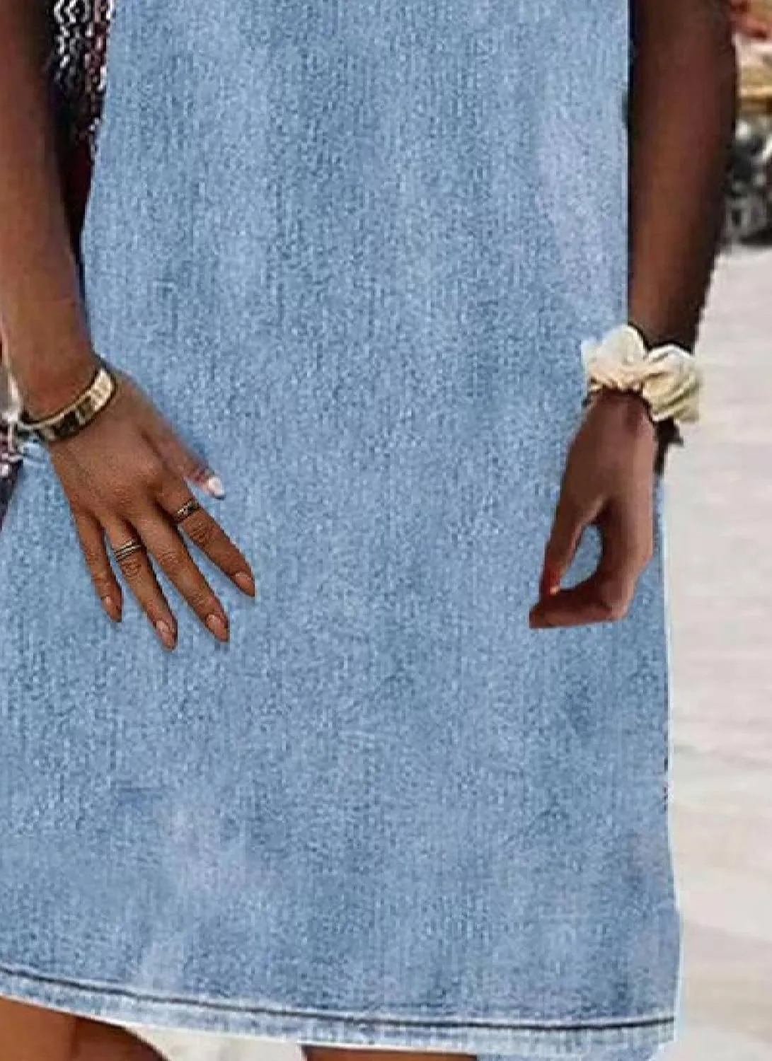 Women's Spring Summer Casual Denim Dress Solid Short Sleeve Shift Mini Beach Vacation Party Dresses
