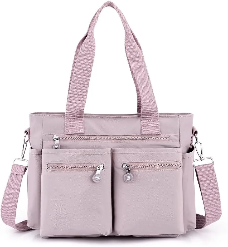 Women's Tote Bag Water Resistant Nylon Handbags Multi Pockets Crossbody Shoulder Bag