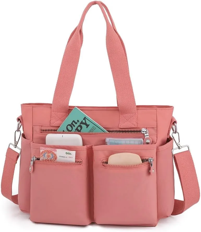 Women's Tote Bag Water Resistant Nylon Handbags Multi Pockets Crossbody Shoulder Bag