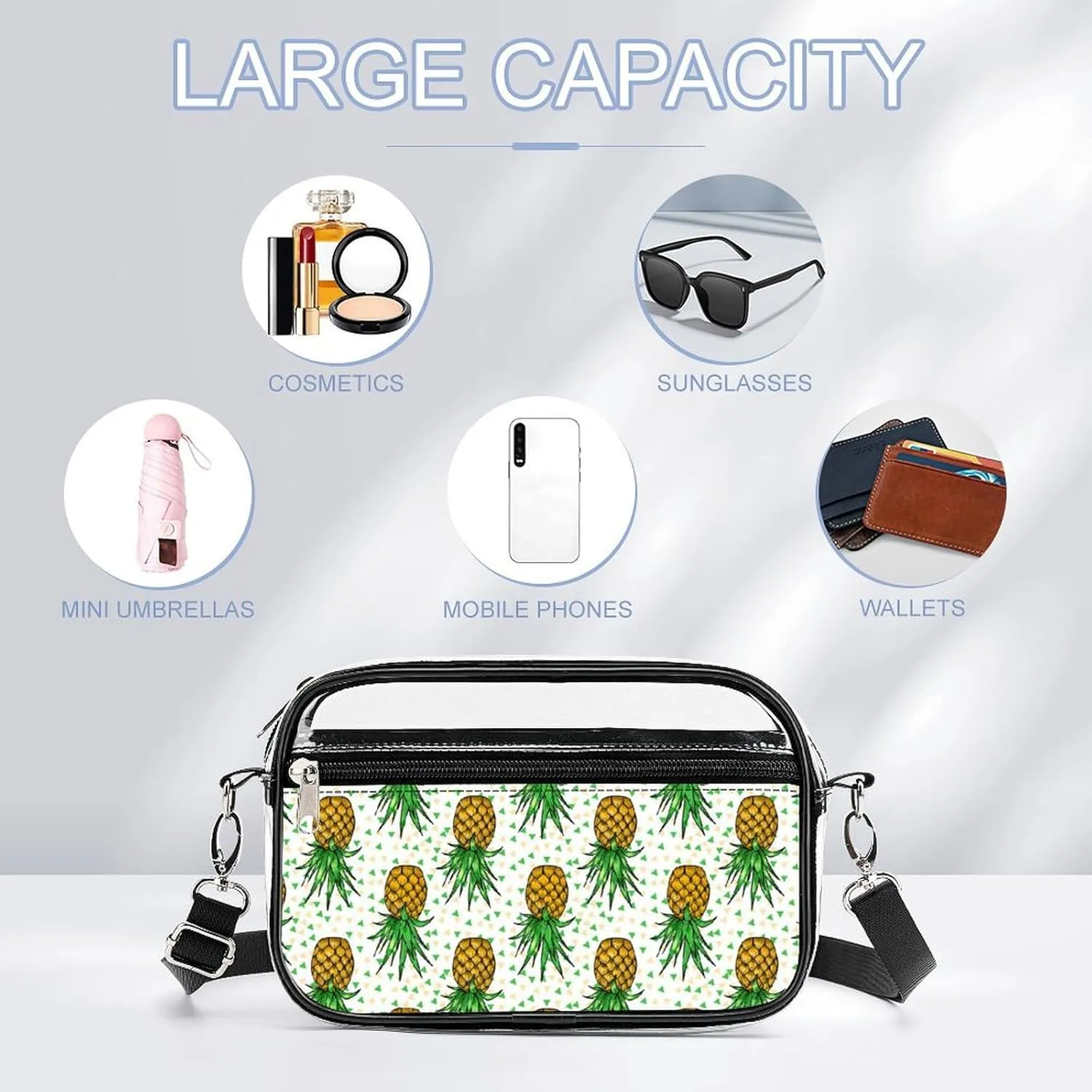 Women's Transparent Crossbody Bag Fashion Shoulder Bag With Adjustable Strap