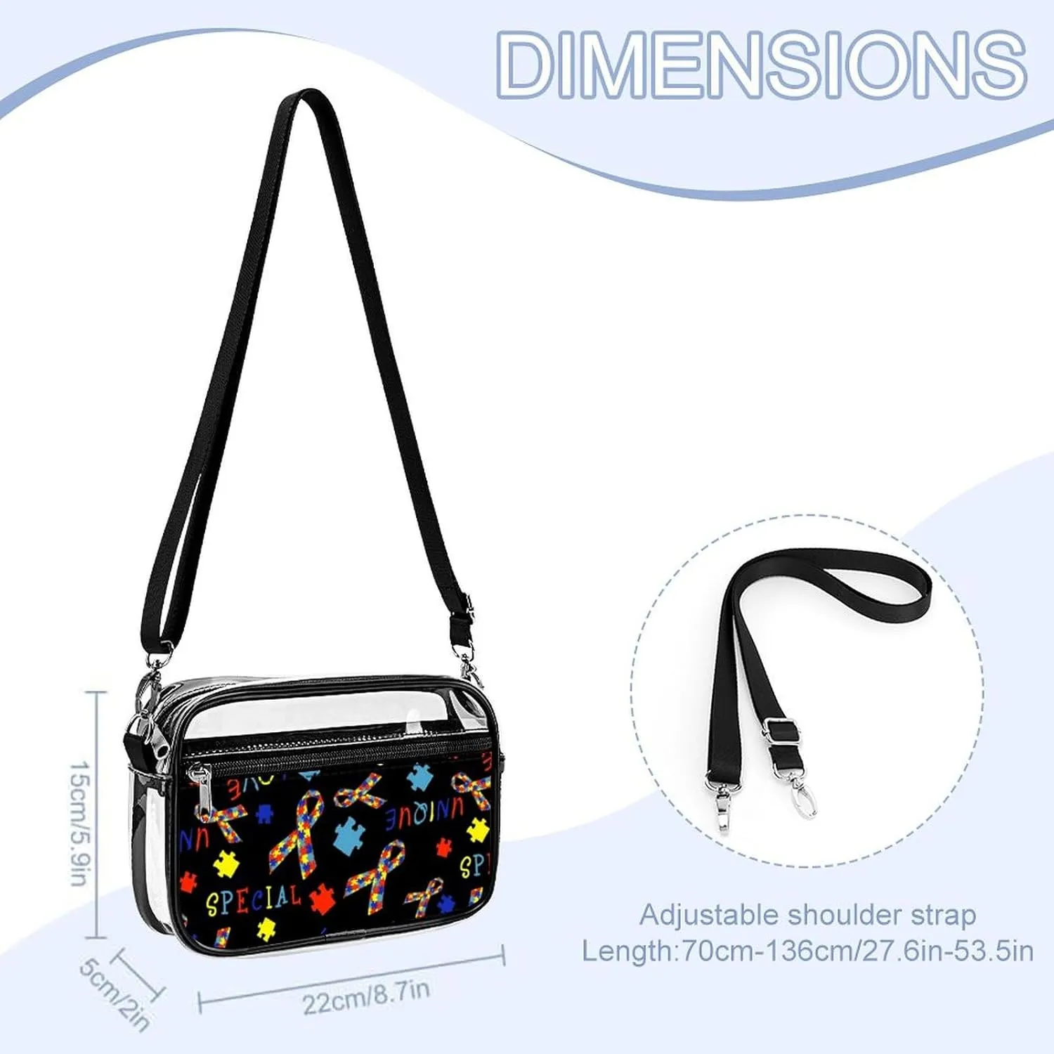 Women's Transparent Crossbody Bag Fashion Shoulder Bag With Adjustable Strap
