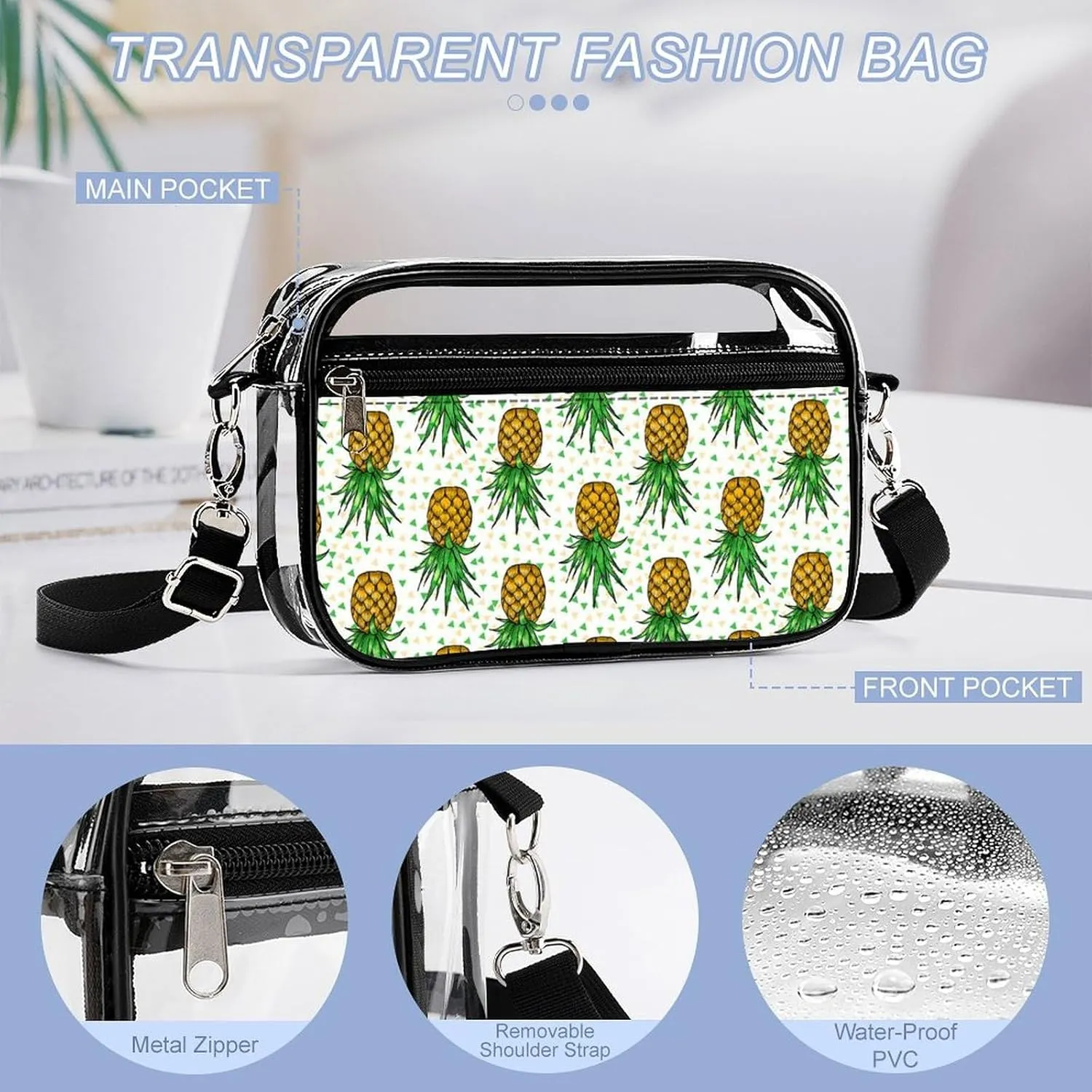 Women's Transparent Crossbody Bag Fashion Shoulder Bag With Adjustable Strap