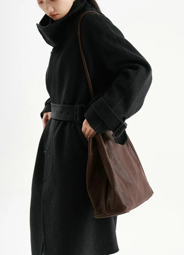 Womens Vintage Genuine Leather Tote Bag Large Bucket Shoulder Satchel Work Purses Top Handle Handbags Set 2pcs