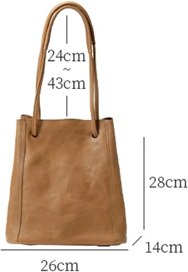 Womens Vintage Genuine Leather Tote Bag Large Bucket Shoulder Satchel Work Purses Top Handle Handbags Set 2pcs