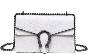 Women's Vintage Handbags Chain Crossbody Bags Alligator Shoulder Bag Magnetic Buckle Purses