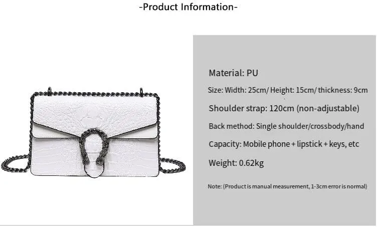 Women's Vintage Handbags Chain Crossbody Bags Alligator Shoulder Bag Magnetic Buckle Purses