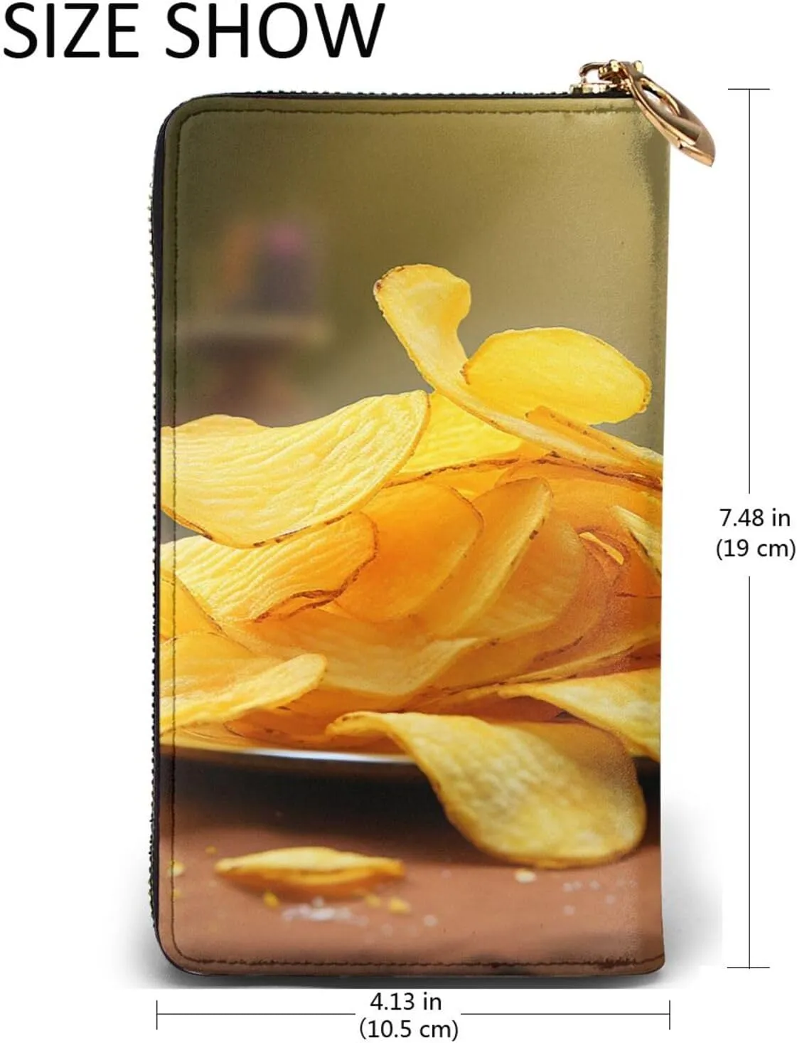 Womens Wallet Leather Slim Wallet Long Card Holder Case Zip Clutch Potato Chips Travel Purse