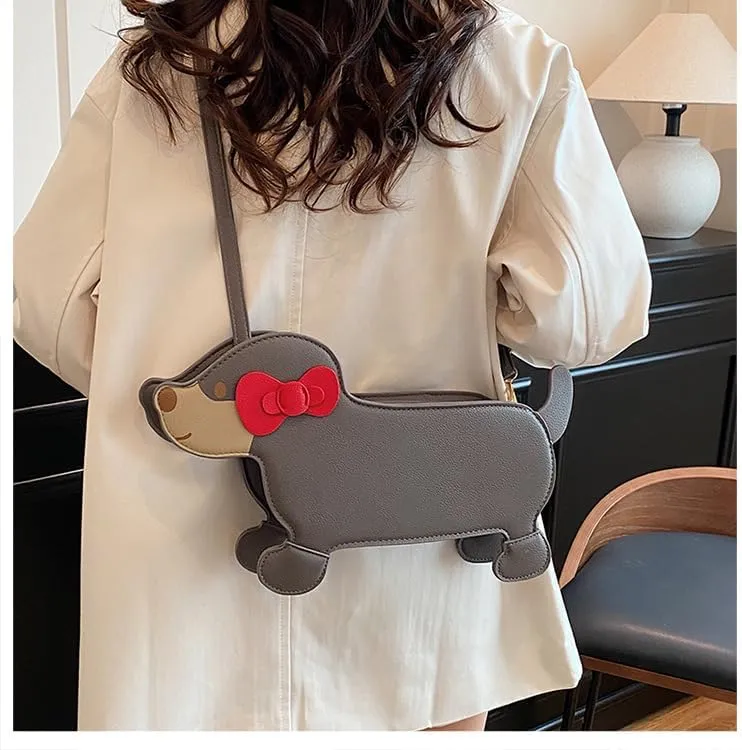 Women'sDog Shaped Crossbody Bag Novelty Animal Purse with Adjustable Strap Small Crossbody Bag