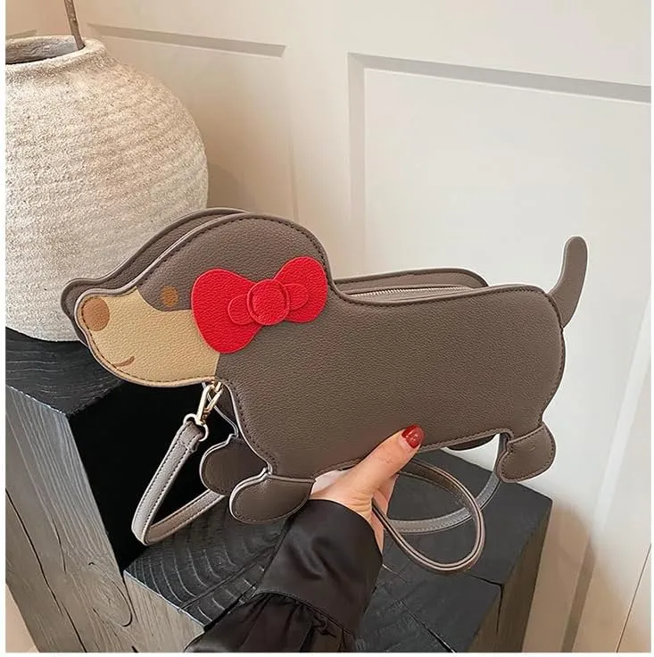 Women'sDog Shaped Crossbody Bag Novelty Animal Purse with Adjustable Strap Small Crossbody Bag
