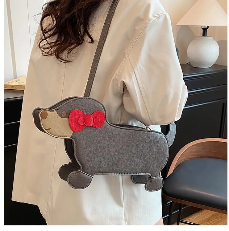 Women'sDog Shaped Crossbody Bag Novelty Animal Purse with Adjustable Strap Small Crossbody Bag