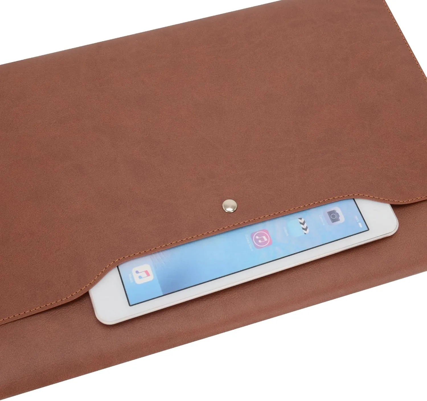 Wonderpool A4 PU Leather Envelope Documents File Portfolio Large Capacity Folders Travel Bag for Paper Letter Stationery Organizer and Tablet Case PC Sleeve (Coffee)