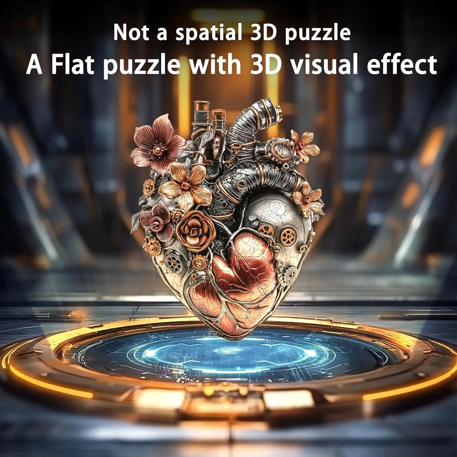 Wooden Puzzles for Adults, Mechanical Heart Wooden Jigsaw Puzzle, Unique Shaped Wood Puzzles Adult, Fun Gifts for Mother's Day, Heart Puzzle Home Decor (L-14.1 * 11.3in 220 Pieces)