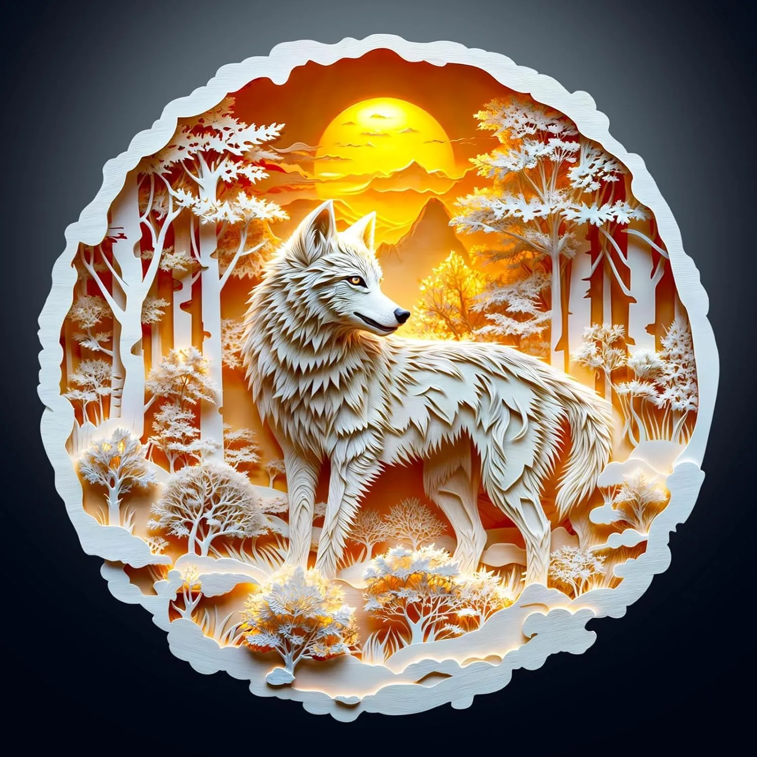 Wooden Puzzles for Adults -Wolf Puzzle, Flat Puzzle with 3D Visual Effect, Irregular Shape Wood Puzzles Adult, Paper Sculpture Wall Art Home Decor, Gift for Family, Friends (S-8.5 * 8.4in 100 Pieces)