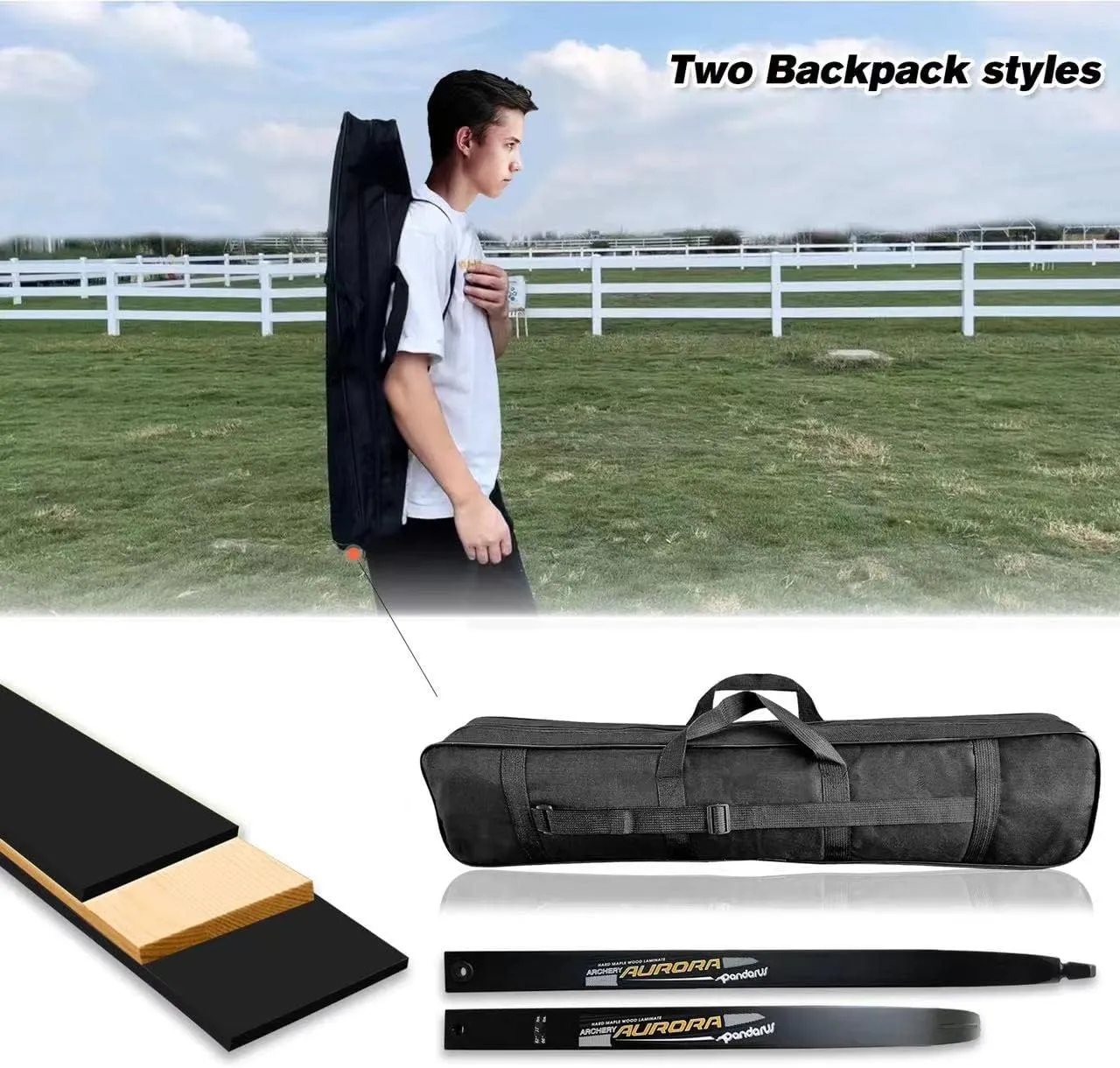 Wooden Takedown Recurve Bow 62" Right Handed for Outdoor Training Practice Recurve Bow for Adult & Youth Beginner