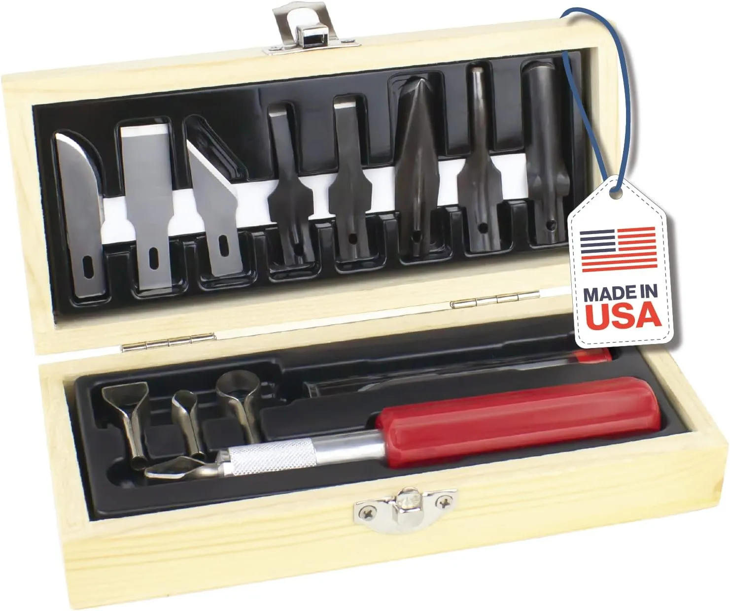 Woodworking Knife Set by Excel Blades - Precision Wood Carving Knife Set For Wood Carving, Scrapbooking, Model Kits and More - Craft Knife Bulk Set Includes Knife Handle, Blades, Routers and Gouges