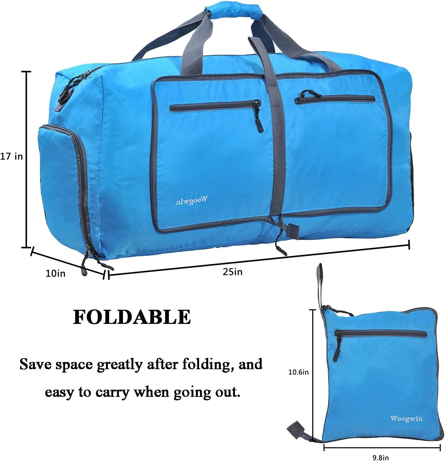 Woogwin Travel Duffel Bag Large Foldable Waterproof Overnight Bag for Beach Swim Bags Pool Sports Gym