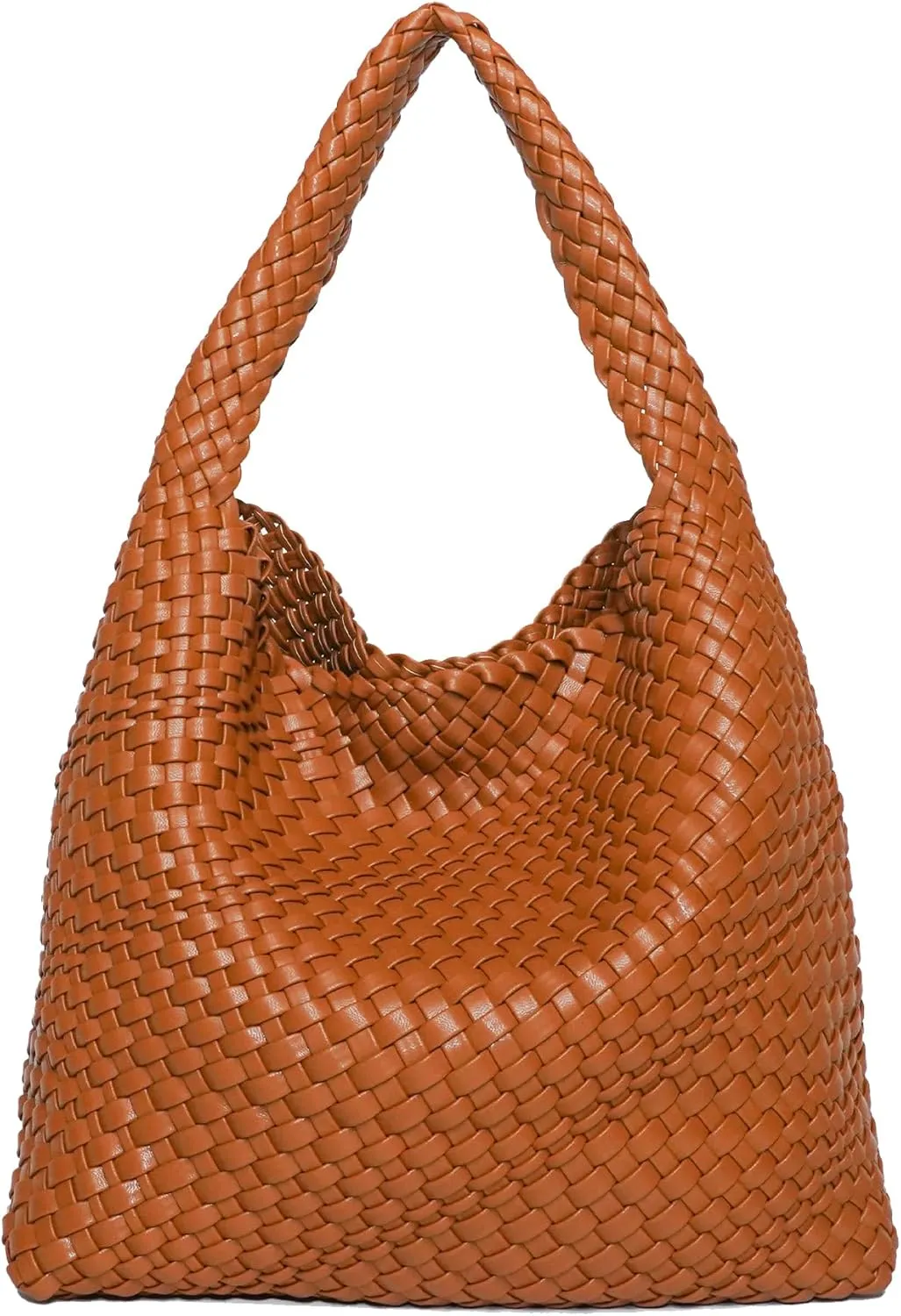Woven Bag Purses and Handbags for Women, PU Leather Shoulder Bags Top-Handle Bags With Purses (Brown, Medium)