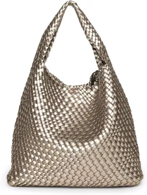 Woven Bag Purses and Handbags for Women, PU Leather Shoulder Bags Top-Handle Bags With Purses