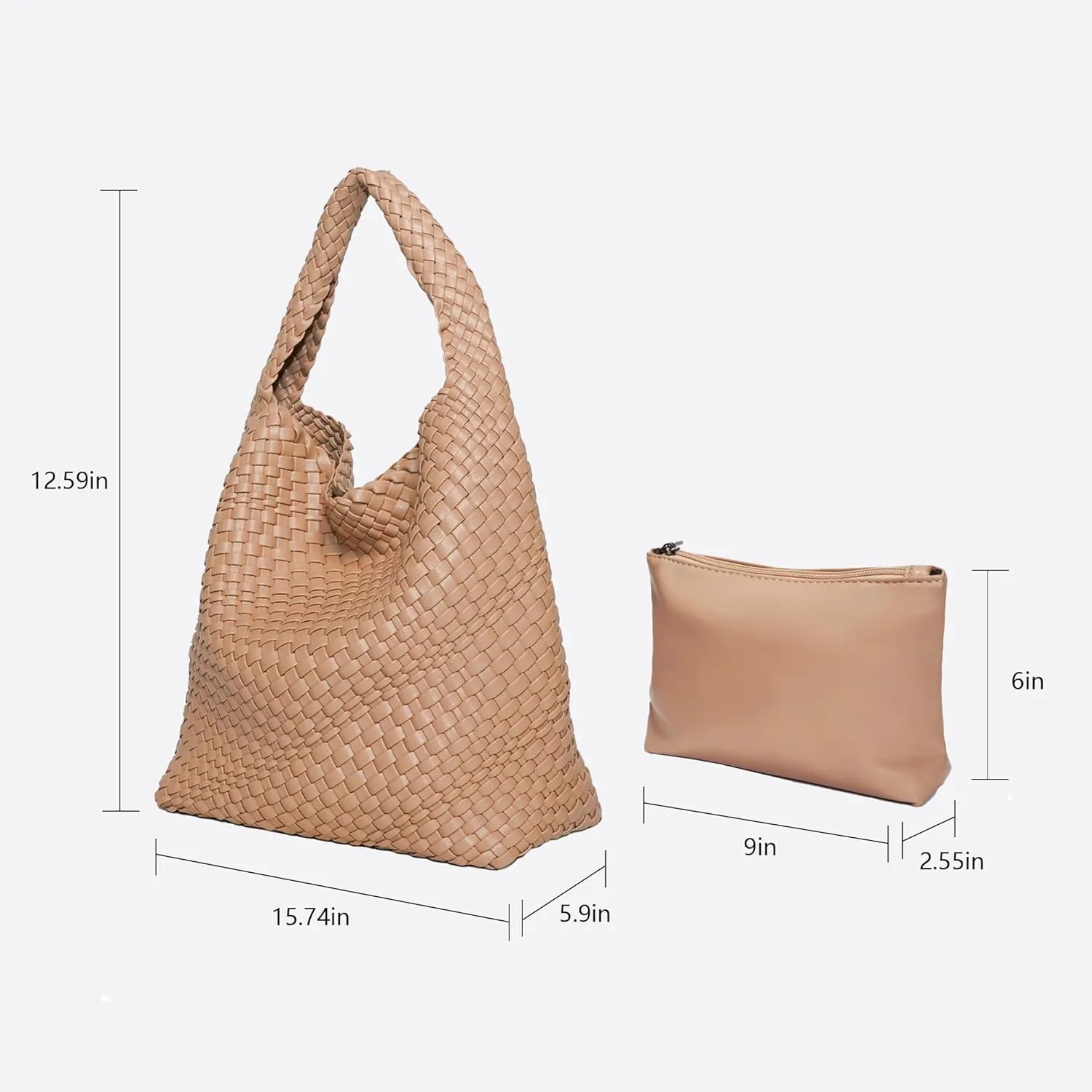 Woven Bag Purses and Handbags for Women, PU Leather Shoulder Bags Top-Handle Bags With Purses