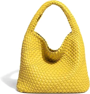 Woven Bag Purses and Handbags for Women, PU Leather Shoulder Bags Top-Handle Bags With Purses